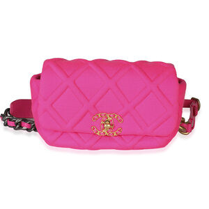 Chanel Fuchsia Quilted Jersey Chanel 19 Waist Bag